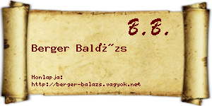 Berger Balázs névjegykártya